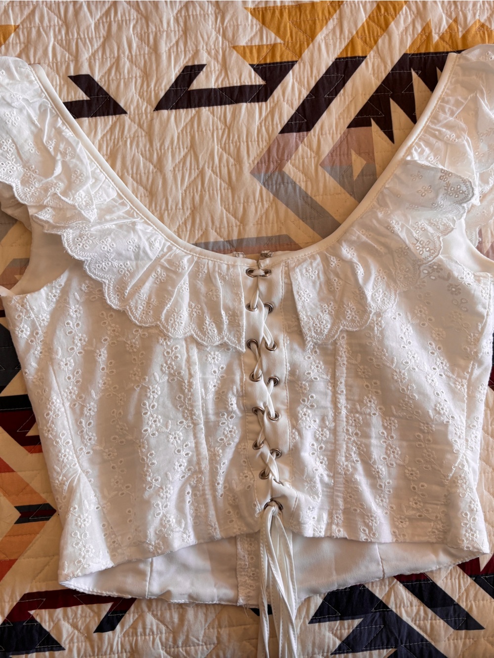 White Eyelet Lace Corset Top